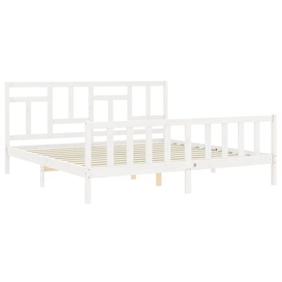 vidaXL Estructura de cama con cabecero madera maciza blanco 200x200 cm