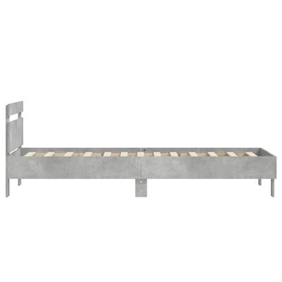 vidaXL Cama con cabecero madera de ingeniería gris hormigón 90x190 cm