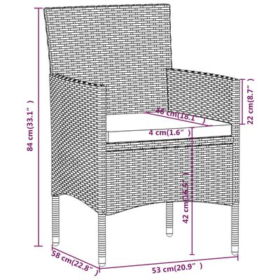 vidaXL Set comedor jardín 5 pzas ratán sintético vidrio templado negro