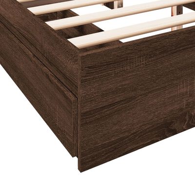 vidaXL Cama con cajones madera de ingeniería marrón roble 150x200 cm