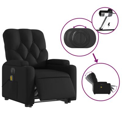 vidaXL Sillón de masaje elevable eléctrico cuero sintético negro