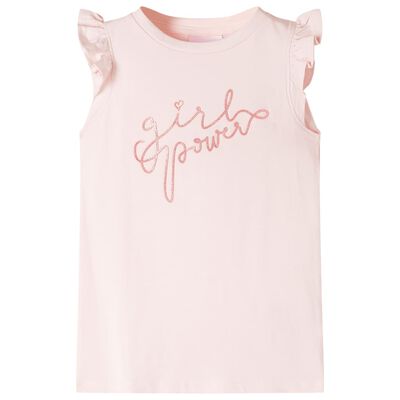 Camiseta infantil de manga volante rosa suave 92