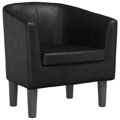 vidaXL Sillón cuero sintético negro