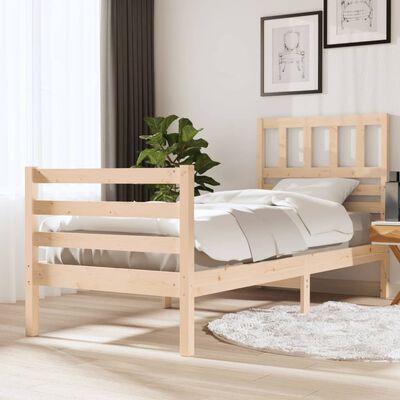 vidaXL Estructura de cama individual pequeña madera maciza 75x190 cm