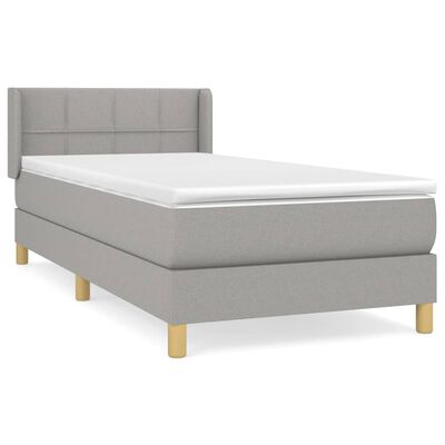 vidaXL Cama box spring con colchón tela gris claro 100x200 cm