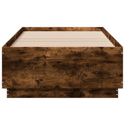 vidaXL Estructura de cama madera de ingeniería roble humo 75x190 cm