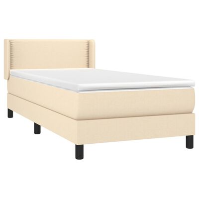 vidaXL Cama box spring con colchón tela color crema 100x200 cm