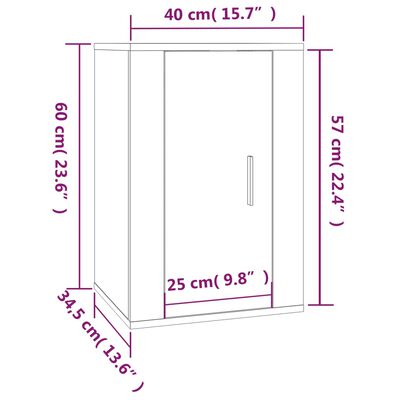 vidaXL Muebles para TV de pared 2 uds roble Sonoma 40x34,5x60 cm