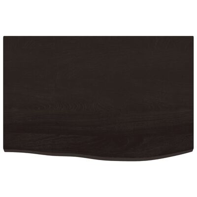 vidaXL Encimera baño madera maciza tratada marrón oscuro 60x40x2 cm