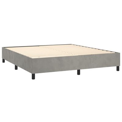 vidaXL Cama box spring con colchón terciopelo gris claro 180x200 cm