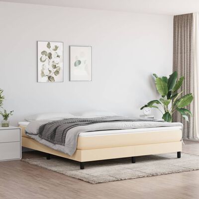 vidaXL Cama box spring con colchón tela color crema 180x200 cm