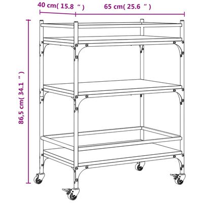 vidaXL Carrito de cocina de madera de ingeniería negro 65x40x86,5 cm