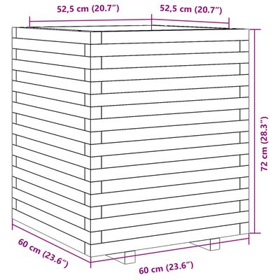 vidaXL Jardinera madera de pino impregnada 60x60x72 cm