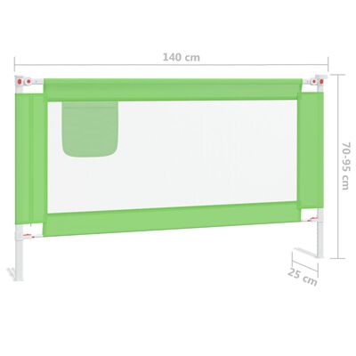 vidaXL Barandilla de seguridad cama de niño verde tela 140x25 cm