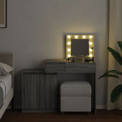 vidaXL Tocador con luces LED gris sonoma 115x37x110,5 cm