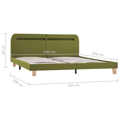 vidaXL Estructura de cama con LED sin colchón tela verde 180x200 cm