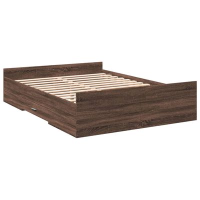 vidaXL Cama con cajones madera de ingeniería marrón roble 120x200 cm