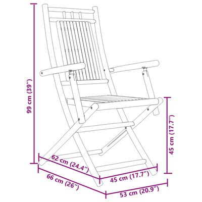 vidaXL Juego de mesa y sillas de jardín 3 piezas bambú