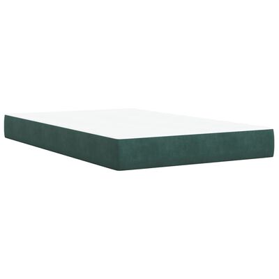 vidaXL Cama box spring con colchón terciopelo verde oscuro 120x190 cm