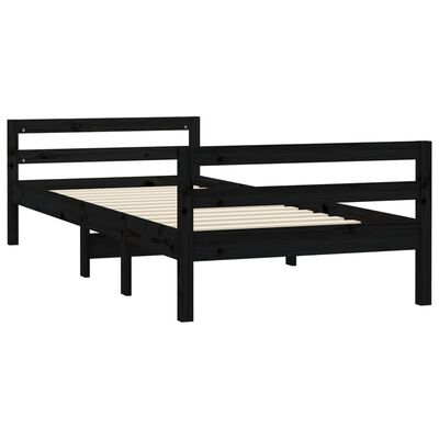 vidaXL Estructura de cama madera maciza de pino negro 90x190 cm