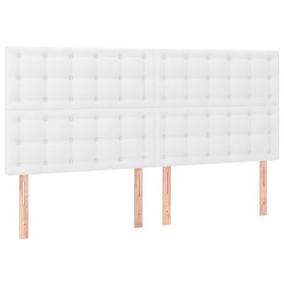 vidaXL Cama box spring colchón y LED cuero sintético blanco 180x200 cm