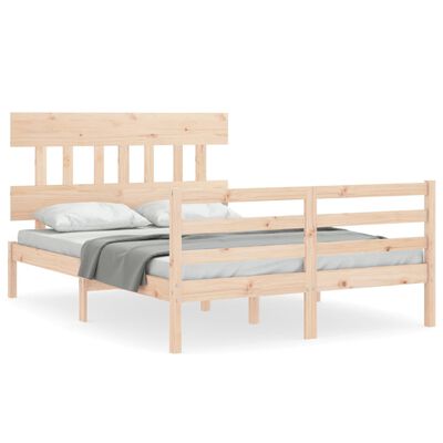 vidaXL Estructura de cama de matrimonio con cabecero madera maciza