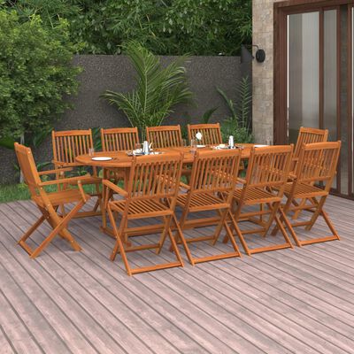 vidaXL Set comedor de jardín 11piezas madera maciza acacia 220x90x75cm