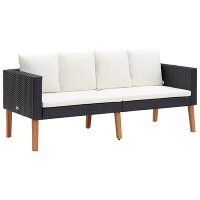 vidaXL Set de muebles de jardín 5 pzas y cojines ratán sintético negro