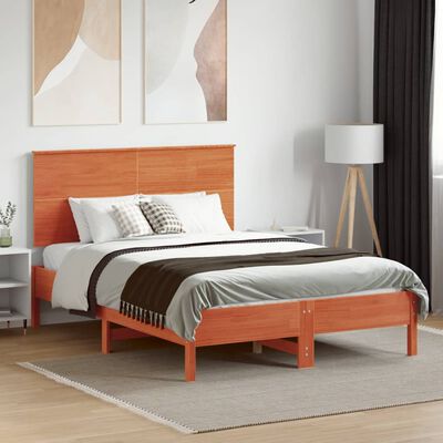 vidaXL Cabecero de cama madera maciza de pino marrón cera 135 cm