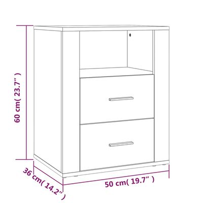 vidaXL Mesita de noche madera contrachapada gris hormigón 50x36x60 cm