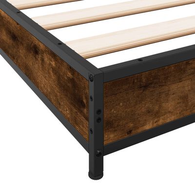 vidaXL Estructura cama madera ingeniería metal roble ahumado 140x190cm