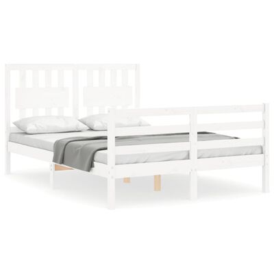 vidaXL Estructura de cama con cabecero madera maciza blanco 140x200 cm