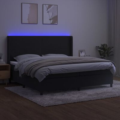 vidaXL Cama box spring colchón y LED terciopelo negro 200x200 cm