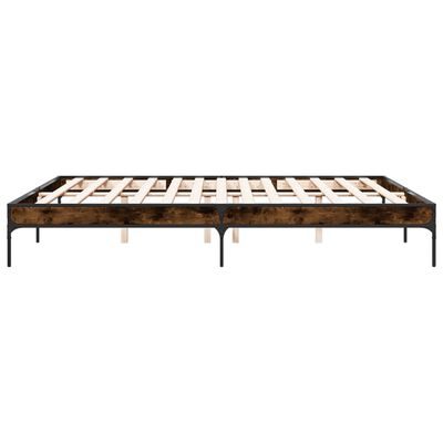 vidaXL Estructura cama madera ingeniería metal roble ahumado 200x200cm