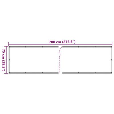 vidaXL Pantalla de privacidad de balcón PVC gris 700x75 cm