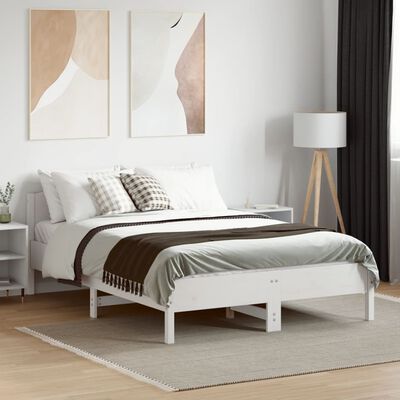 vidaXL Estructura de cama sin colchón madera de pino blanco 135x190 cm