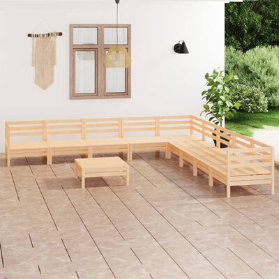 vidaXL Juego de muebles de jardín 10 piezas madera maciza de pino