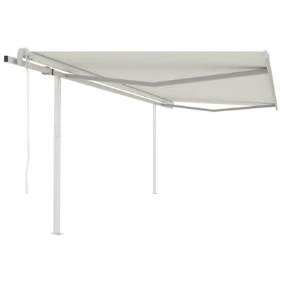 vidaXL Toldo retráctil automático con postes crema 4,5x3 m