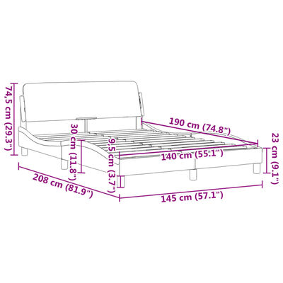 vidaXL Estructura de cama sin colchón terciopelo gris oscuro 140x190cm