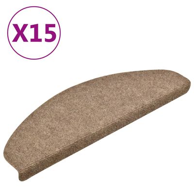 vidaXL Alfombrilla autoadhesiva de escalera 15 uds 65x21x4 cm marrón