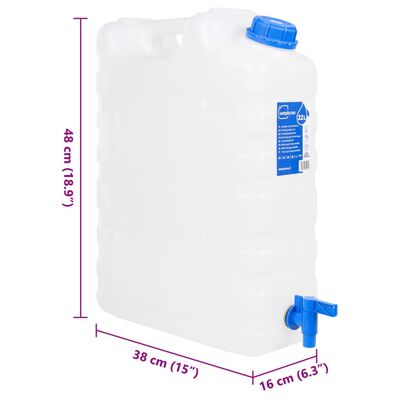 vidaXL Garrafa de agua con grifo plástico transparente 20 litros