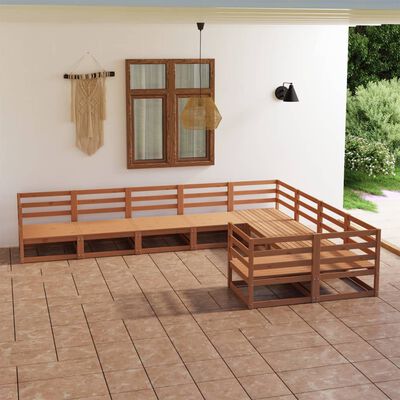 vidaXL Juego de muebles de jardín 9 piezas madera maciza de pino