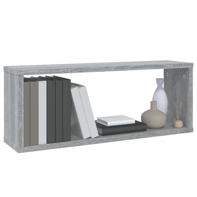 vidaXL Estantes cúbicos de pared 2 uds madera gris Sonoma 60x15x23 cm