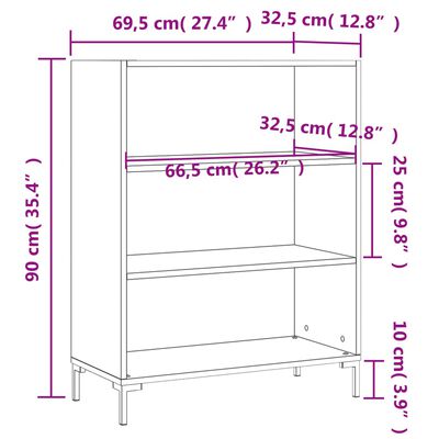 vidaXL Estantería madera de ingeniería roble ahumado 69,5x32,5x90 cm