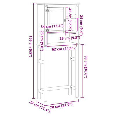 vidaXL Mueble de baño para lavadora Corona madera maciza de pino