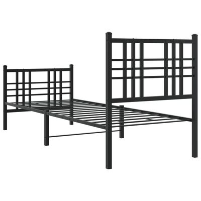 vidaXL Estructura cama sin colchón con estribo metal negro 75x190 cm