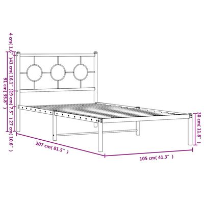 vidaXL Estructura cama sin colchón con cabecero metal negro 100x200 cm