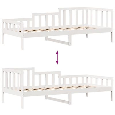 vidaXL Sofá cama con cajones madera maciza de pino blanco 90x200 cm