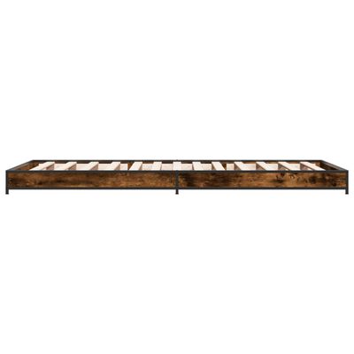 vidaXL Estructura cama madera ingeniería metal roble humo 75x190 cm