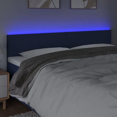 vidaXL Cabecero con LED de tela azul 200x5x78/88 cm